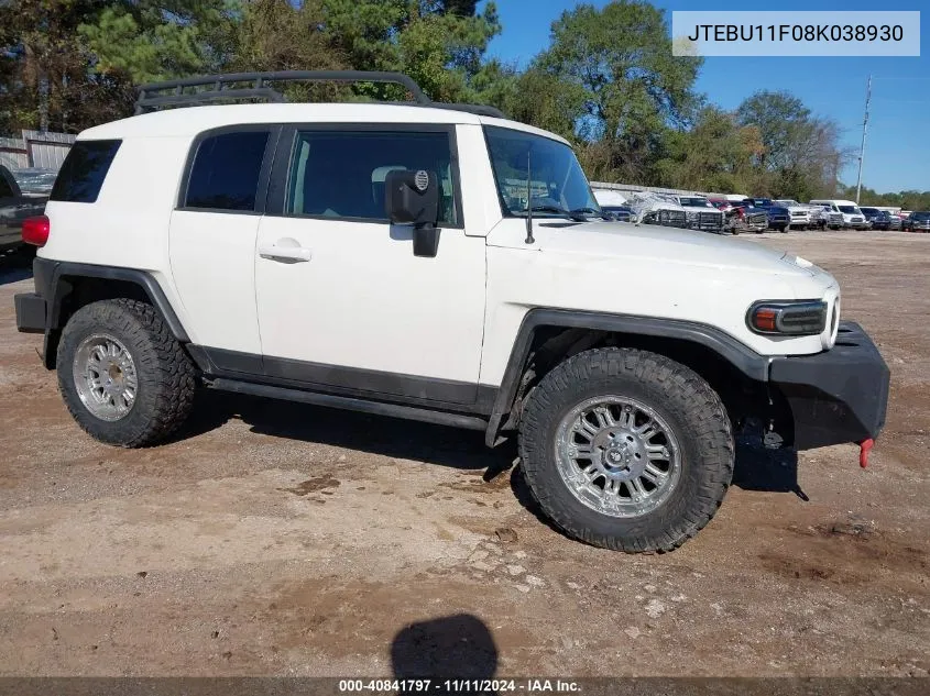 2008 Toyota Fj Cruiser VIN: JTEBU11F08K038930 Lot: 40841797