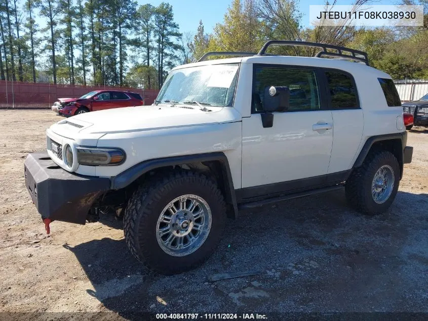 2008 Toyota Fj Cruiser VIN: JTEBU11F08K038930 Lot: 40841797