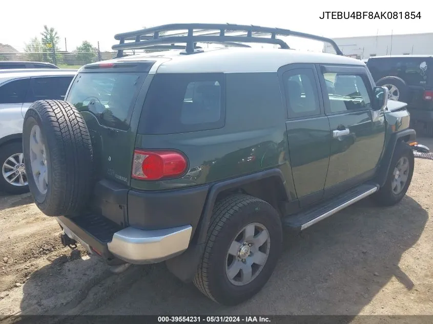 2010 Toyota Fj Cruiser VIN: JTEBU4BF8AK081854 Lot: 39554231