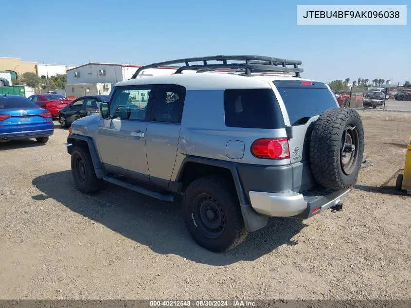 2010 Toyota Fj Cruiser VIN: JTEBU4BF9AK096038 Lot: 40212548