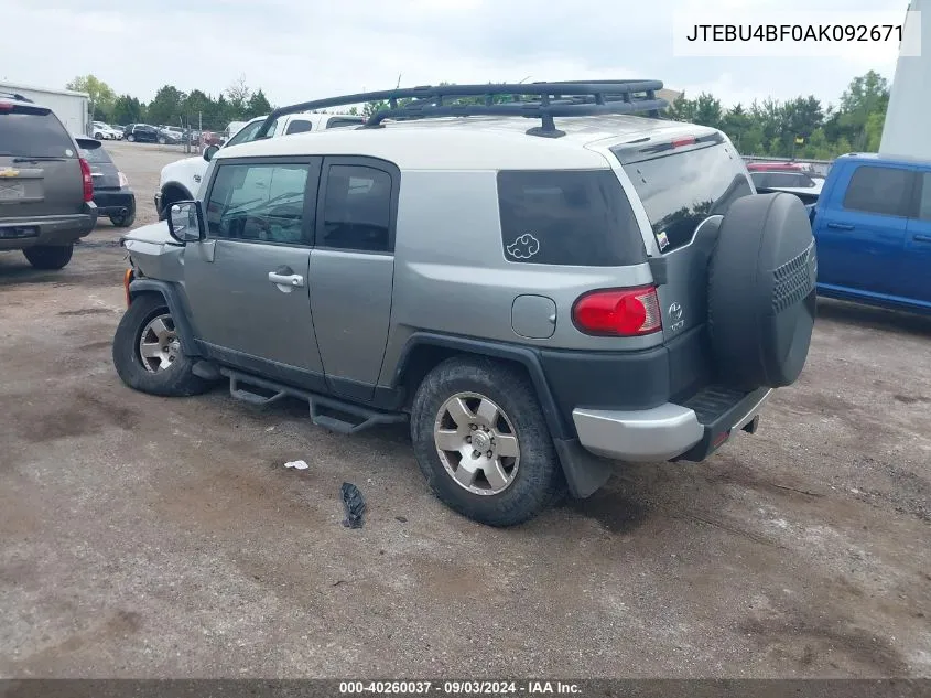 JTEBU4BF0AK092671 2010 Toyota Fj Cruiser