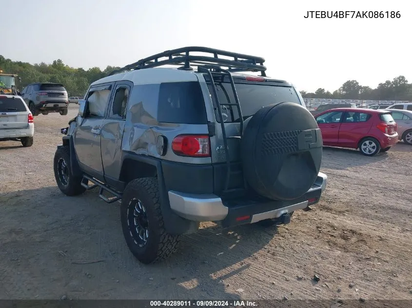 2010 Toyota Fj Cruiser VIN: JTEBU4BF7AK086186 Lot: 40289011