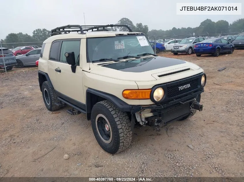 2010 Toyota Fj Cruiser VIN: JTEBU4BF2AK071014 Lot: 40397785