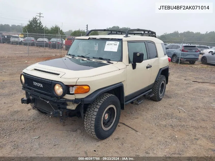 2010 Toyota Fj Cruiser VIN: JTEBU4BF2AK071014 Lot: 40397785