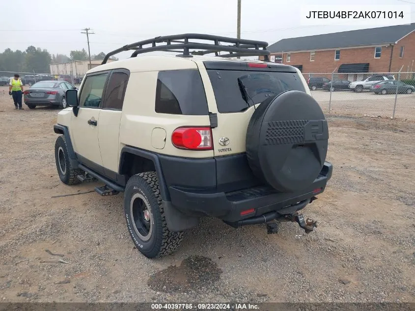 2010 Toyota Fj Cruiser VIN: JTEBU4BF2AK071014 Lot: 40397785