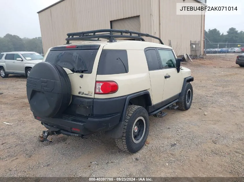 2010 Toyota Fj Cruiser VIN: JTEBU4BF2AK071014 Lot: 40397785