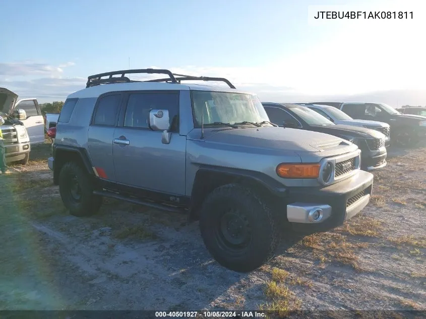 2010 Toyota Fj Cruiser VIN: JTEBU4BF1AK081811 Lot: 40501927