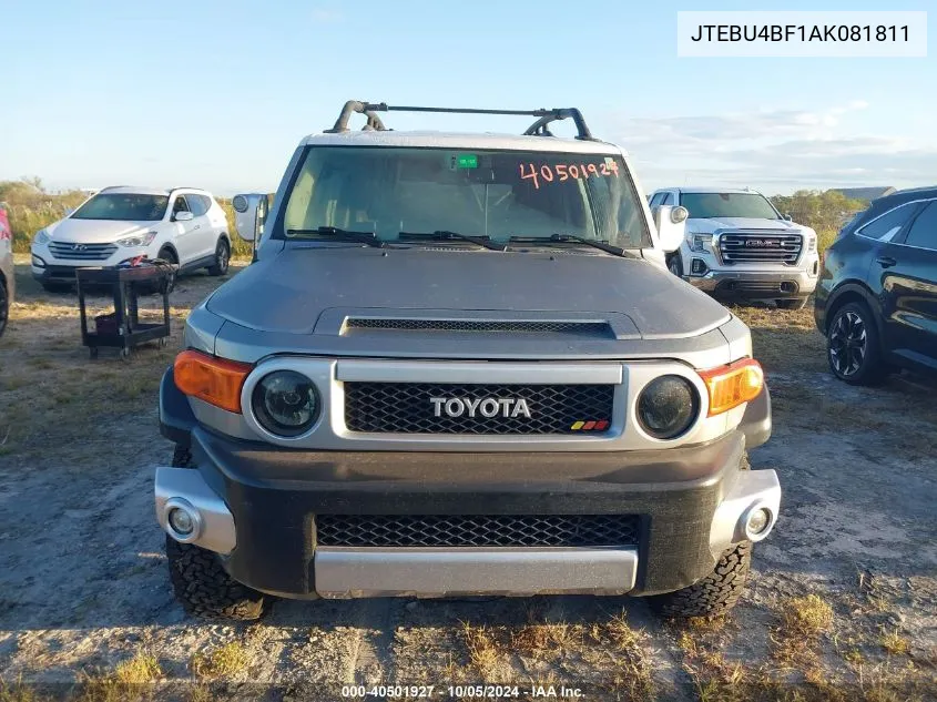 2010 Toyota Fj Cruiser VIN: JTEBU4BF1AK081811 Lot: 40501927