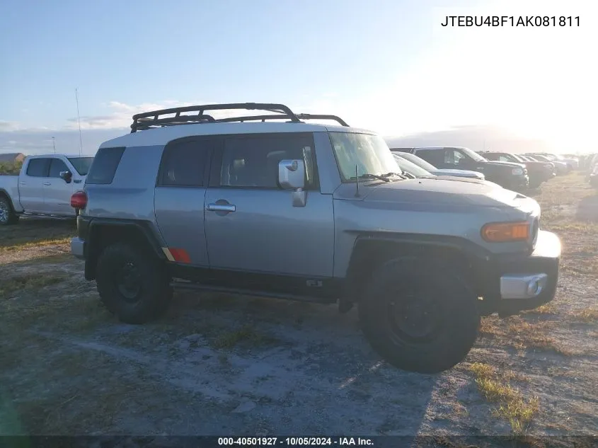 2010 Toyota Fj Cruiser VIN: JTEBU4BF1AK081811 Lot: 40501927