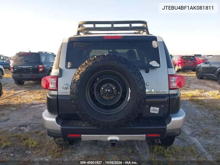 2010 Toyota Fj Cruiser VIN: JTEBU4BF1AK081811 Lot: 40501927