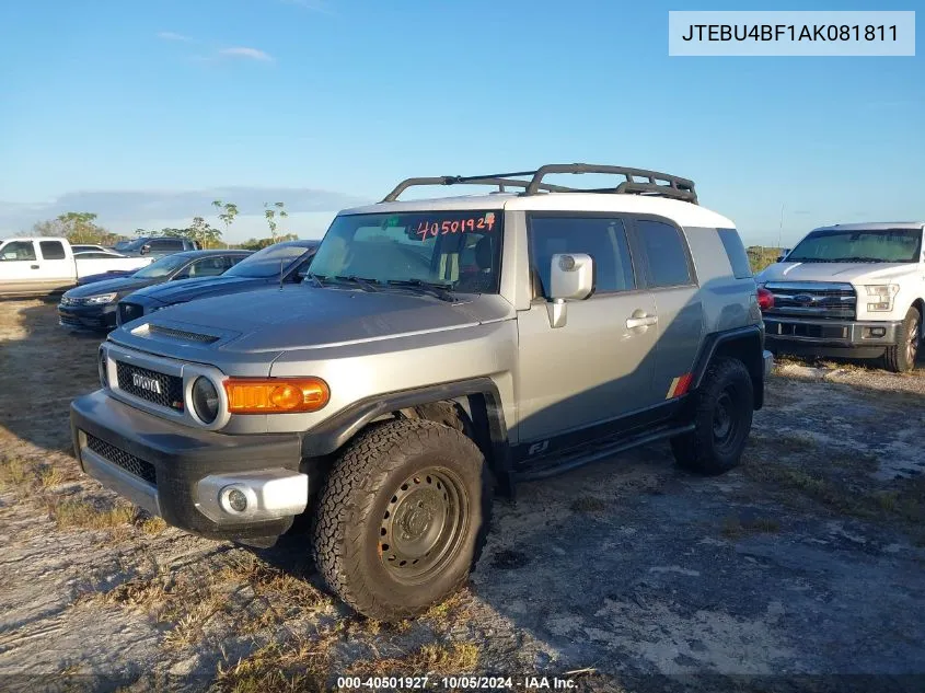 2010 Toyota Fj Cruiser VIN: JTEBU4BF1AK081811 Lot: 40501927