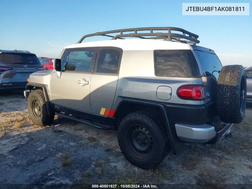 2010 Toyota Fj Cruiser VIN: JTEBU4BF1AK081811 Lot: 40501927