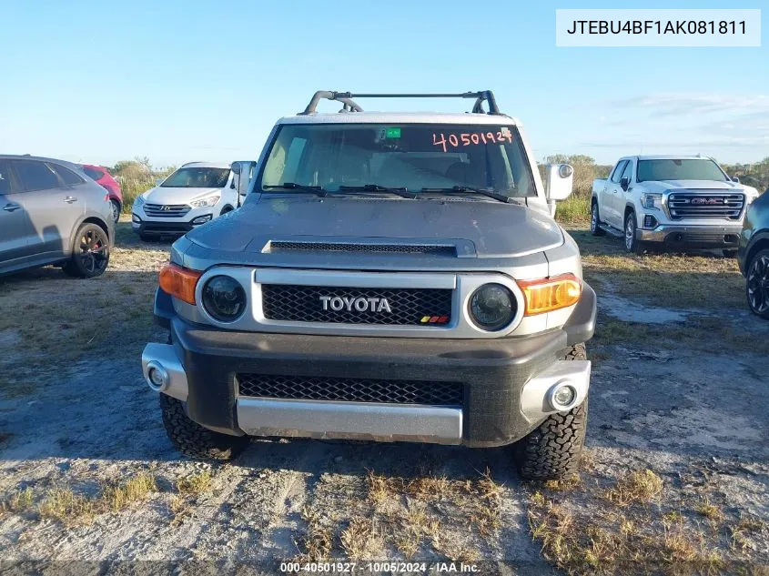 2010 Toyota Fj Cruiser VIN: JTEBU4BF1AK081811 Lot: 40501927