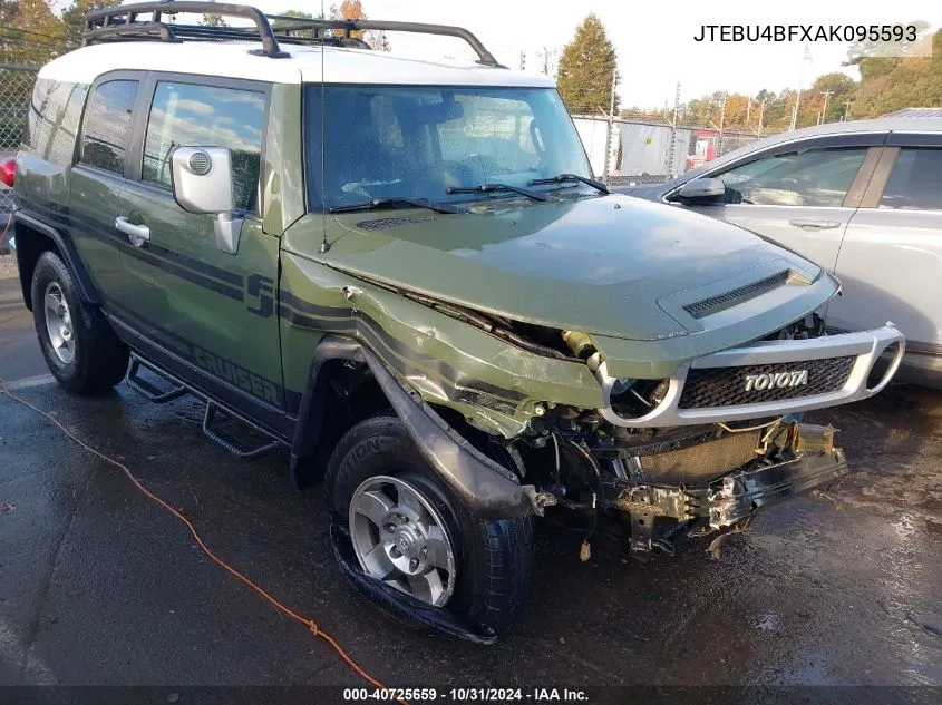 2010 Toyota Fj Cruiser VIN: JTEBU4BFXAK095593 Lot: 40725659