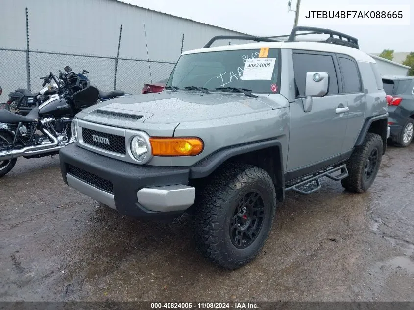 2010 Toyota Fj Cruiser VIN: JTEBU4BF7AK088665 Lot: 40824005