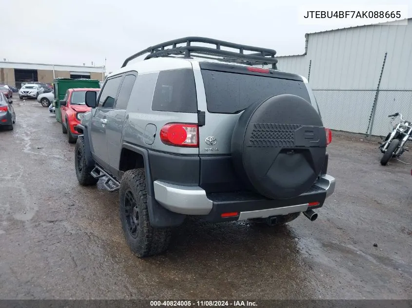 2010 Toyota Fj Cruiser VIN: JTEBU4BF7AK088665 Lot: 40824005