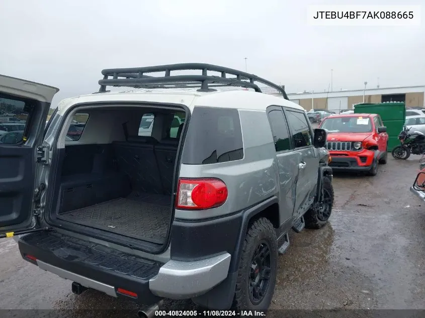 2010 Toyota Fj Cruiser VIN: JTEBU4BF7AK088665 Lot: 40824005