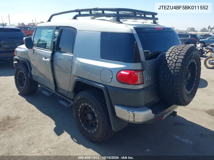 2011 Toyota Fj Cruiser VIN: JTEZU4BF5BK011552 Lot: 40571912