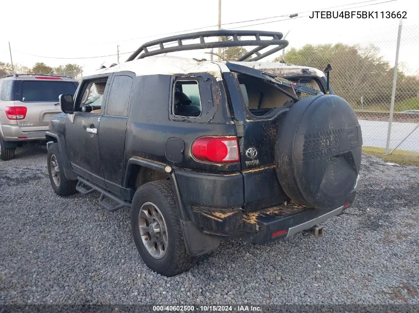 2011 Toyota Fj Cruiser VIN: JTEBU4BF5BK113662 Lot: 40602500