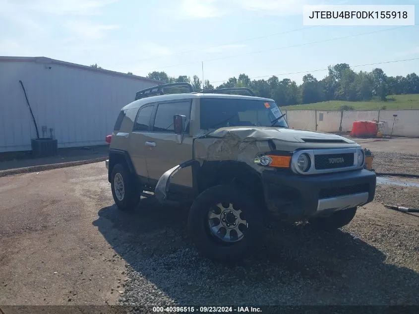 2013 Toyota Fj Cruiser VIN: JTEBU4BF0DK155918 Lot: 40396515