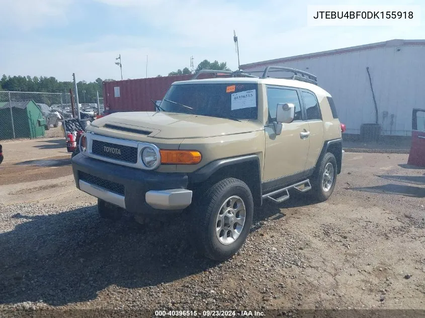 2013 Toyota Fj Cruiser VIN: JTEBU4BF0DK155918 Lot: 40396515