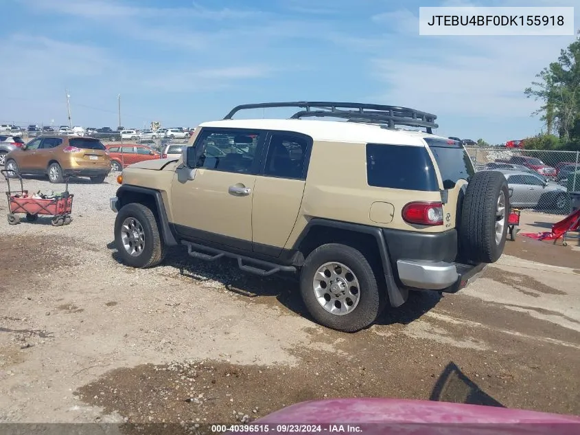 2013 Toyota Fj Cruiser VIN: JTEBU4BF0DK155918 Lot: 40396515