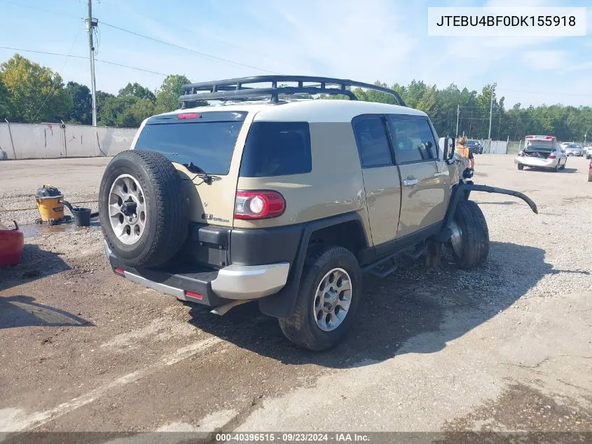 2013 Toyota Fj Cruiser VIN: JTEBU4BF0DK155918 Lot: 40396515