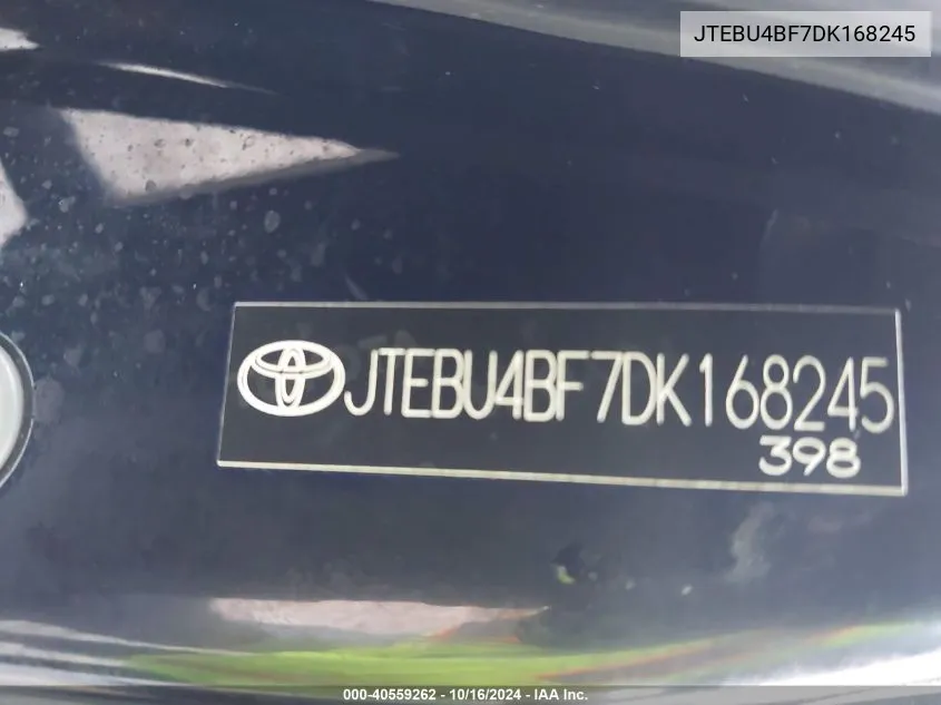 2013 Toyota Fj Cruiser Base (A5) VIN: JTEBU4BF7DK168245 Lot: 40559262