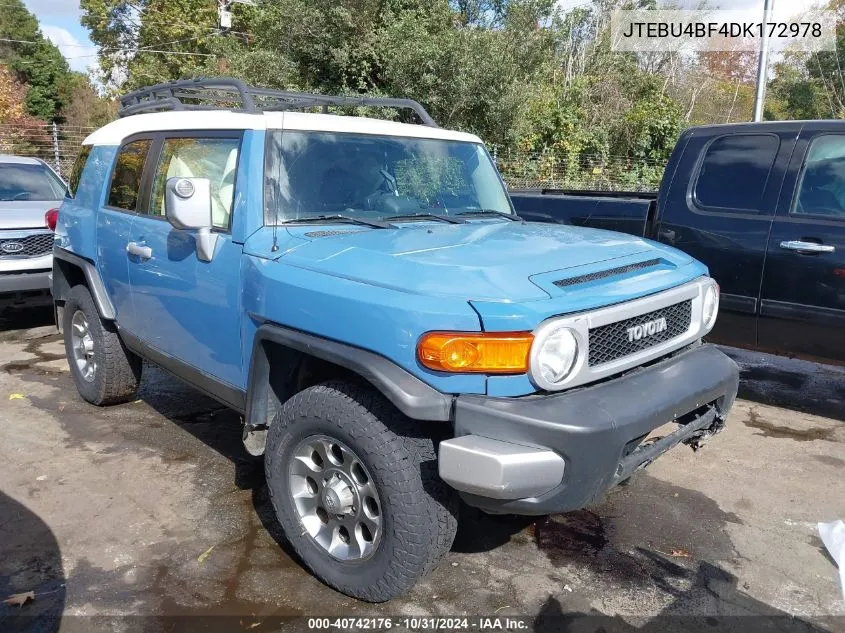 2013 Toyota Fj Cruiser VIN: JTEBU4BF4DK172978 Lot: 40742176