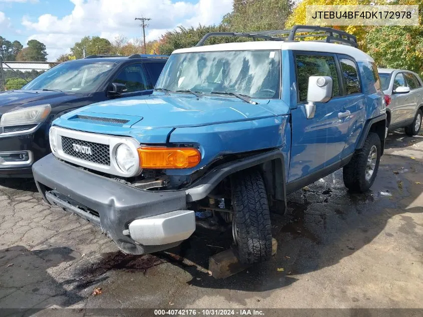 2013 Toyota Fj Cruiser VIN: JTEBU4BF4DK172978 Lot: 40742176