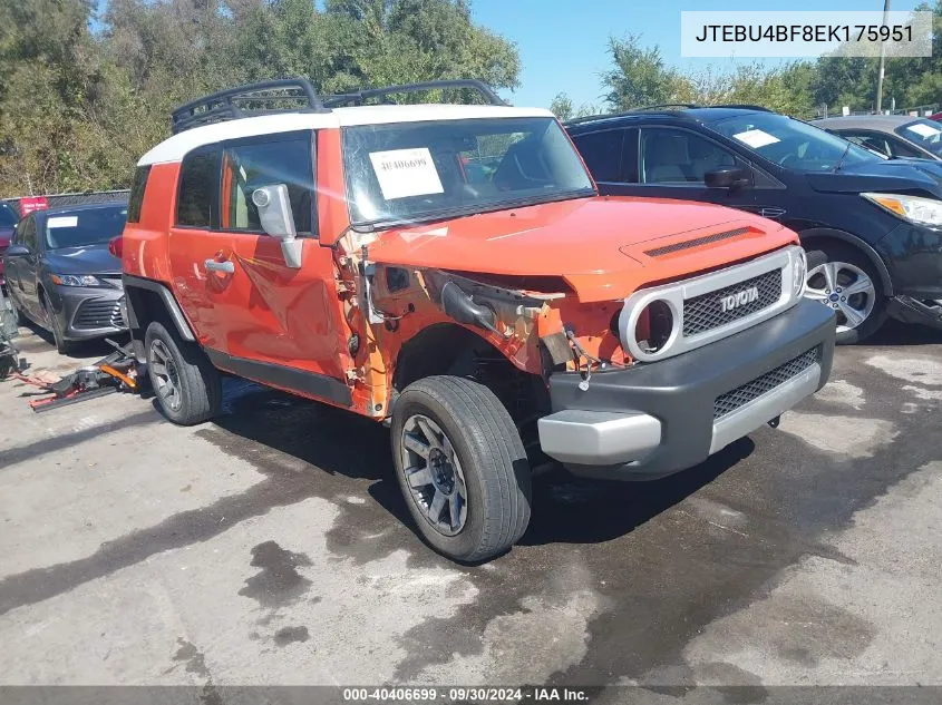 2014 Toyota Fj Cruiser VIN: JTEBU4BF8EK175951 Lot: 40406699