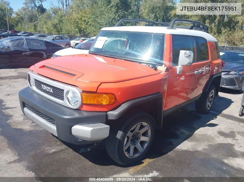 2014 Toyota Fj Cruiser VIN: JTEBU4BF8EK175951 Lot: 40406699