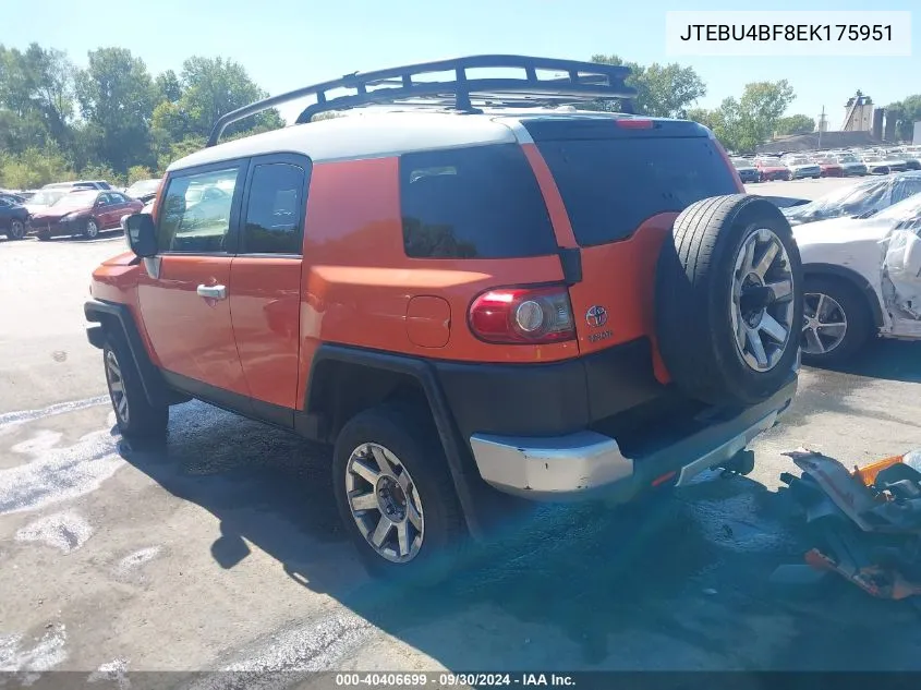 2014 Toyota Fj Cruiser VIN: JTEBU4BF8EK175951 Lot: 40406699