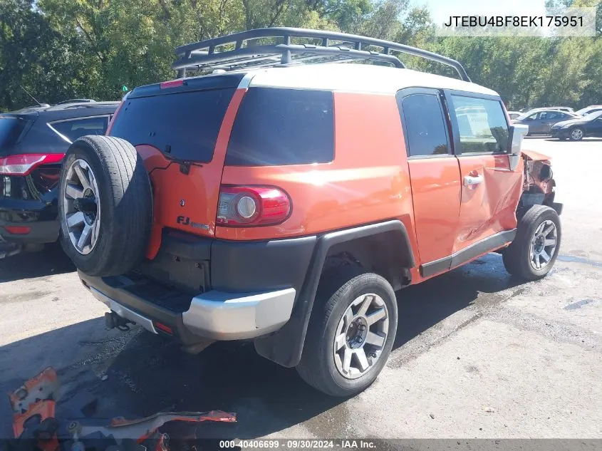 2014 Toyota Fj Cruiser VIN: JTEBU4BF8EK175951 Lot: 40406699