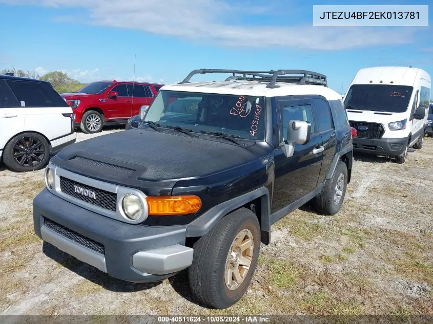 2014 Toyota Fj Cruiser VIN: JTEZU4BF2EK013781 Lot: 40511624