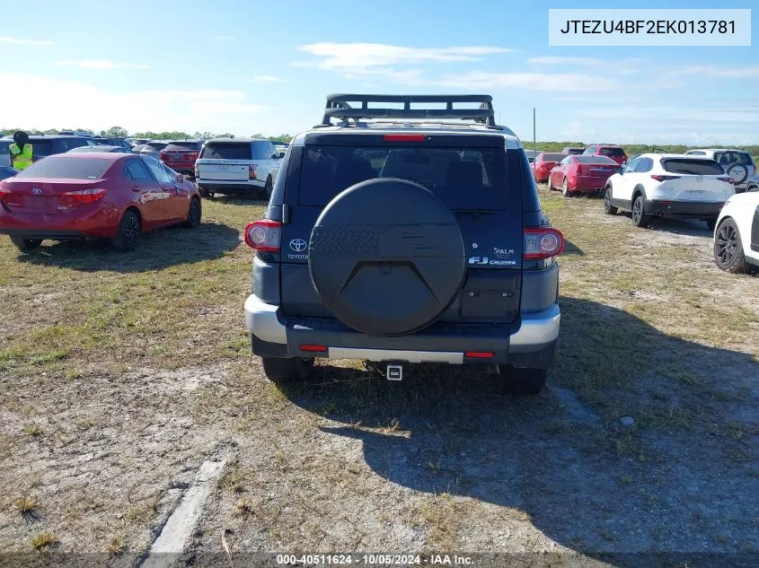 2014 Toyota Fj Cruiser VIN: JTEZU4BF2EK013781 Lot: 40511624