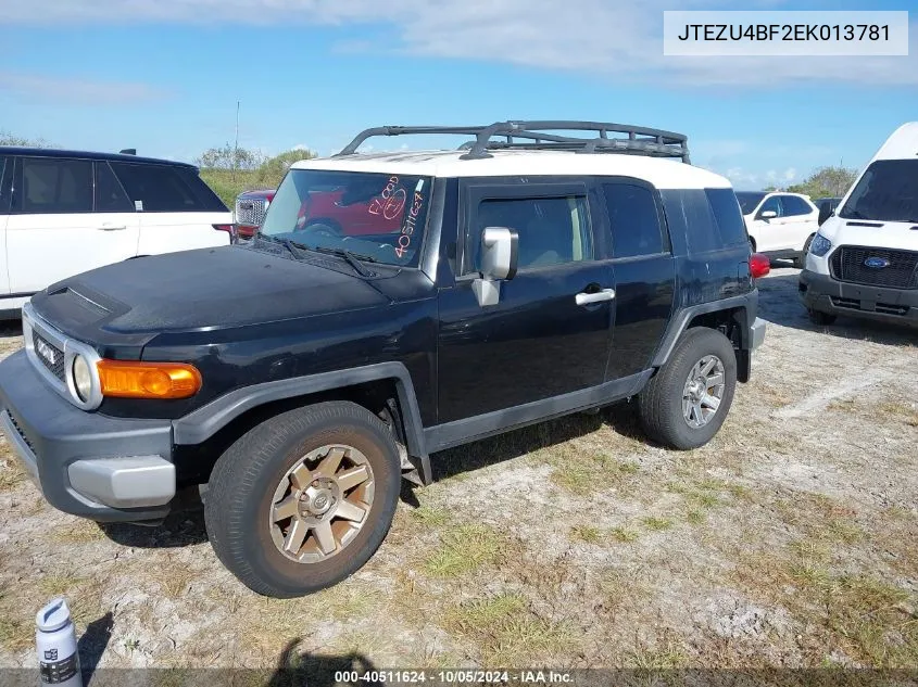 2014 Toyota Fj Cruiser VIN: JTEZU4BF2EK013781 Lot: 40511624