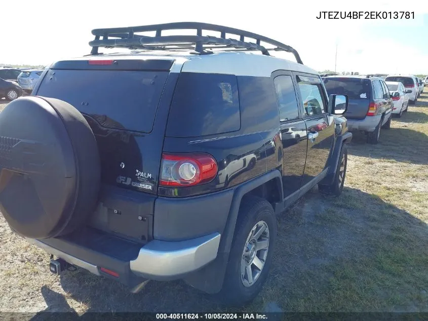 2014 Toyota Fj Cruiser VIN: JTEZU4BF2EK013781 Lot: 40511624