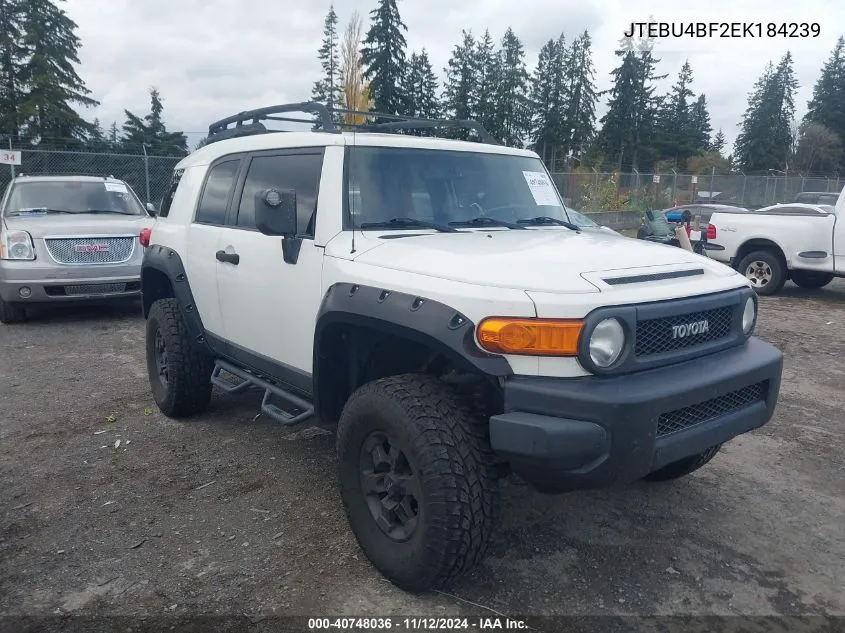 2014 Toyota Fj Cruiser VIN: JTEBU4BF2EK184239 Lot: 40748036