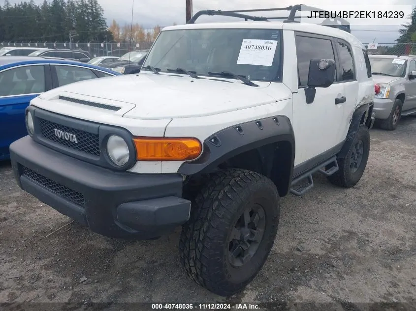 2014 Toyota Fj Cruiser VIN: JTEBU4BF2EK184239 Lot: 40748036