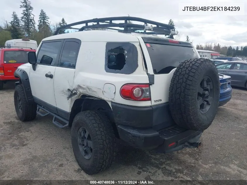 2014 Toyota Fj Cruiser VIN: JTEBU4BF2EK184239 Lot: 40748036