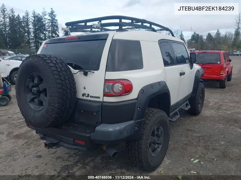 2014 Toyota Fj Cruiser VIN: JTEBU4BF2EK184239 Lot: 40748036