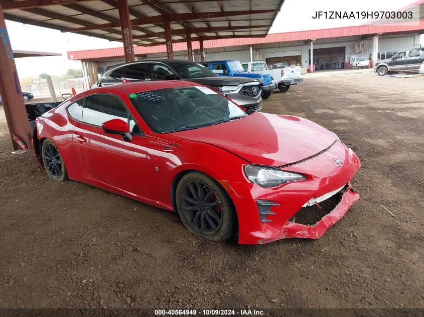 2017 Toyota 86 VIN: JF1ZNAA19H9703003 Lot: 40564949