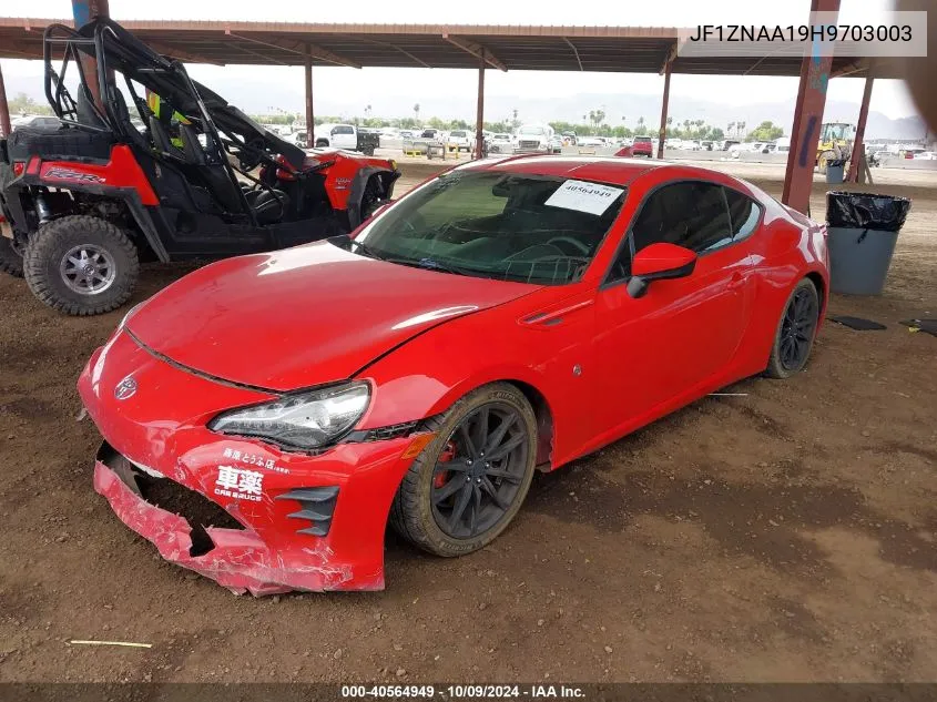 2017 Toyota 86 VIN: JF1ZNAA19H9703003 Lot: 40564949