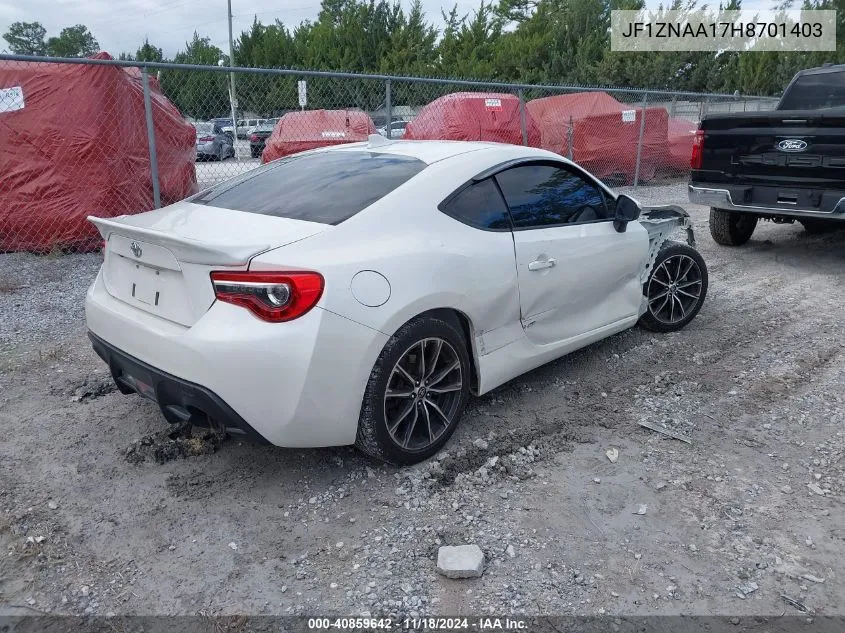 2017 Toyota 86 VIN: JF1ZNAA17H8701403 Lot: 40859642