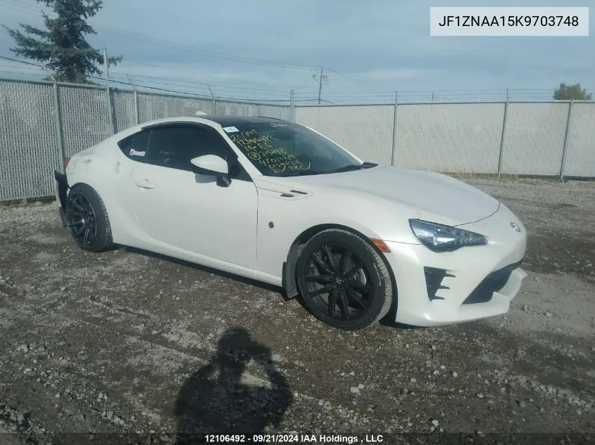 2019 Toyota 86 VIN: JF1ZNAA15K9703748 Lot: 12106492