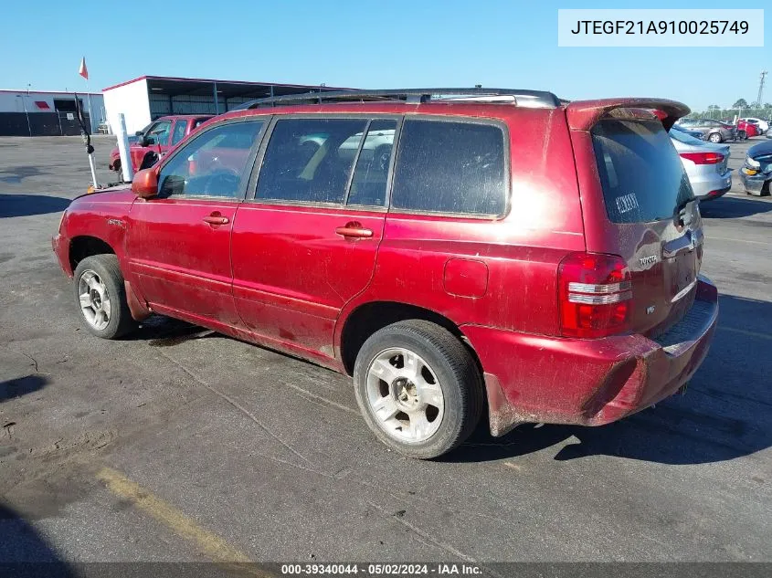 JTEGF21A910025749 2001 Toyota Highlander V6