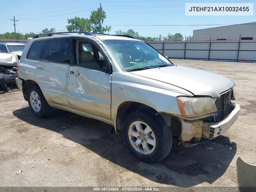 2001 Toyota Highlander V6 VIN: JTEHF21AX10032455 Lot: 39733803