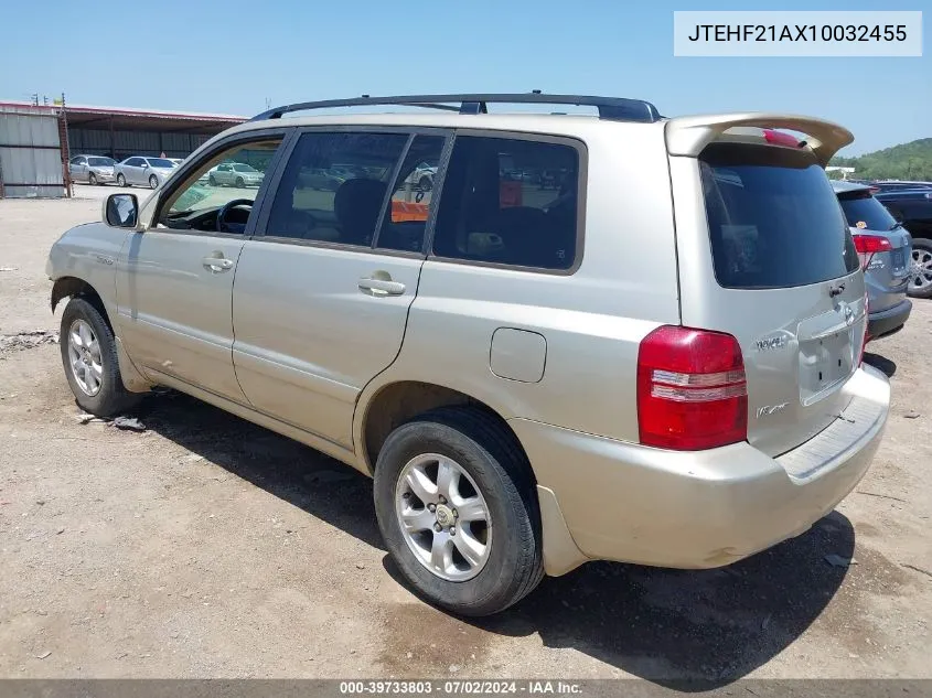 2001 Toyota Highlander V6 VIN: JTEHF21AX10032455 Lot: 39733803