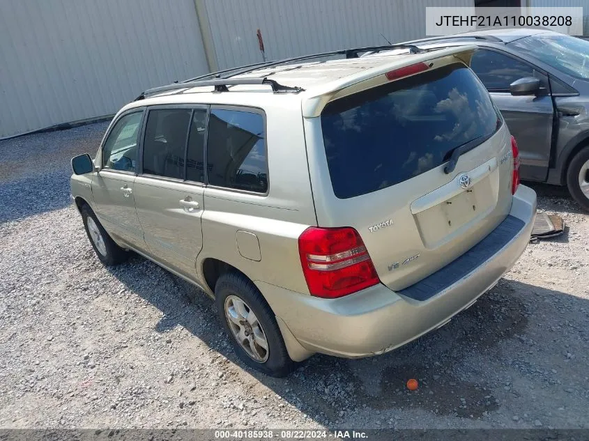 2001 Toyota Highlander V6 VIN: JTEHF21A110038208 Lot: 40185938